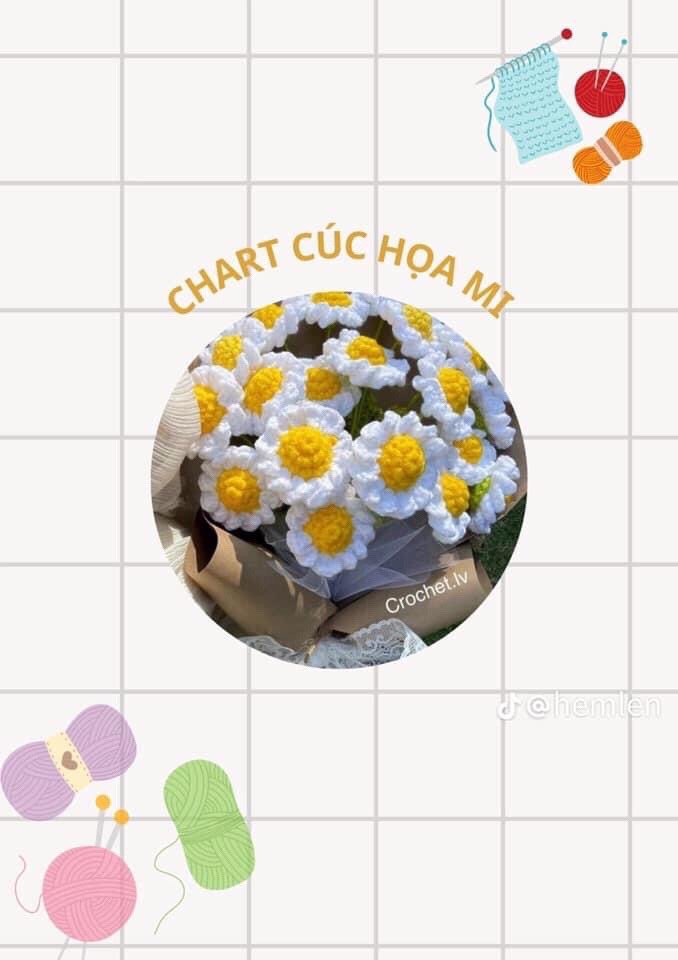 Chart móc hoa hồng cuộn, hoa anh túc, hoa cầm tú cầu,