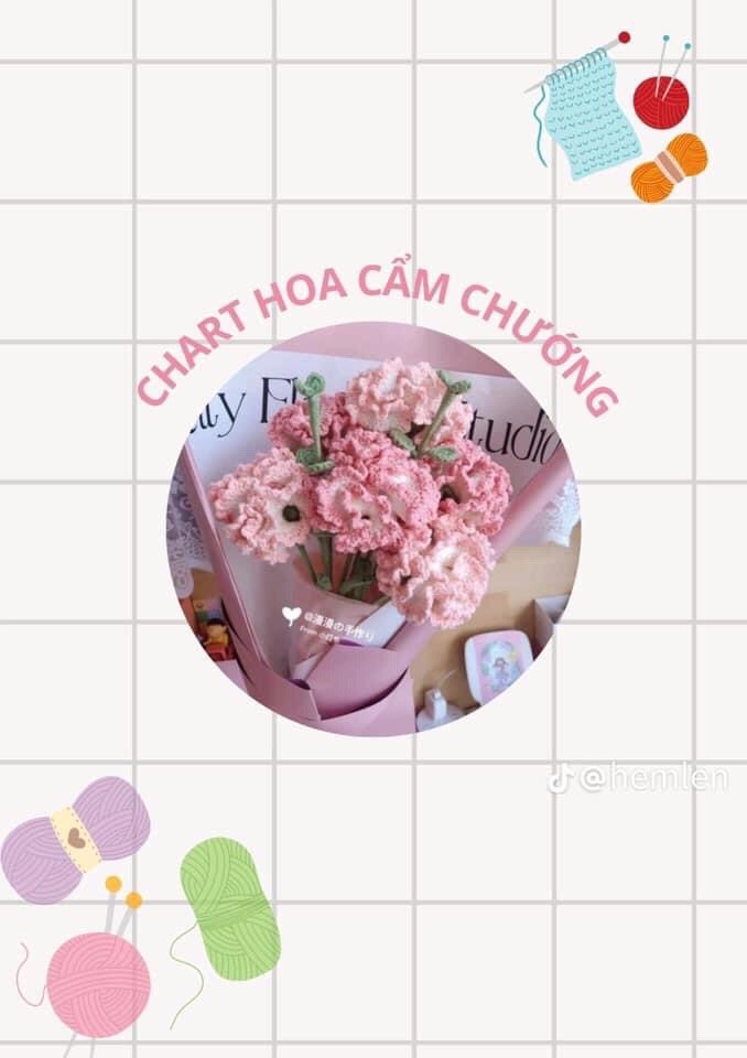 Chart móc hoa hồng cuộn, hoa anh túc, hoa cầm tú cầu,