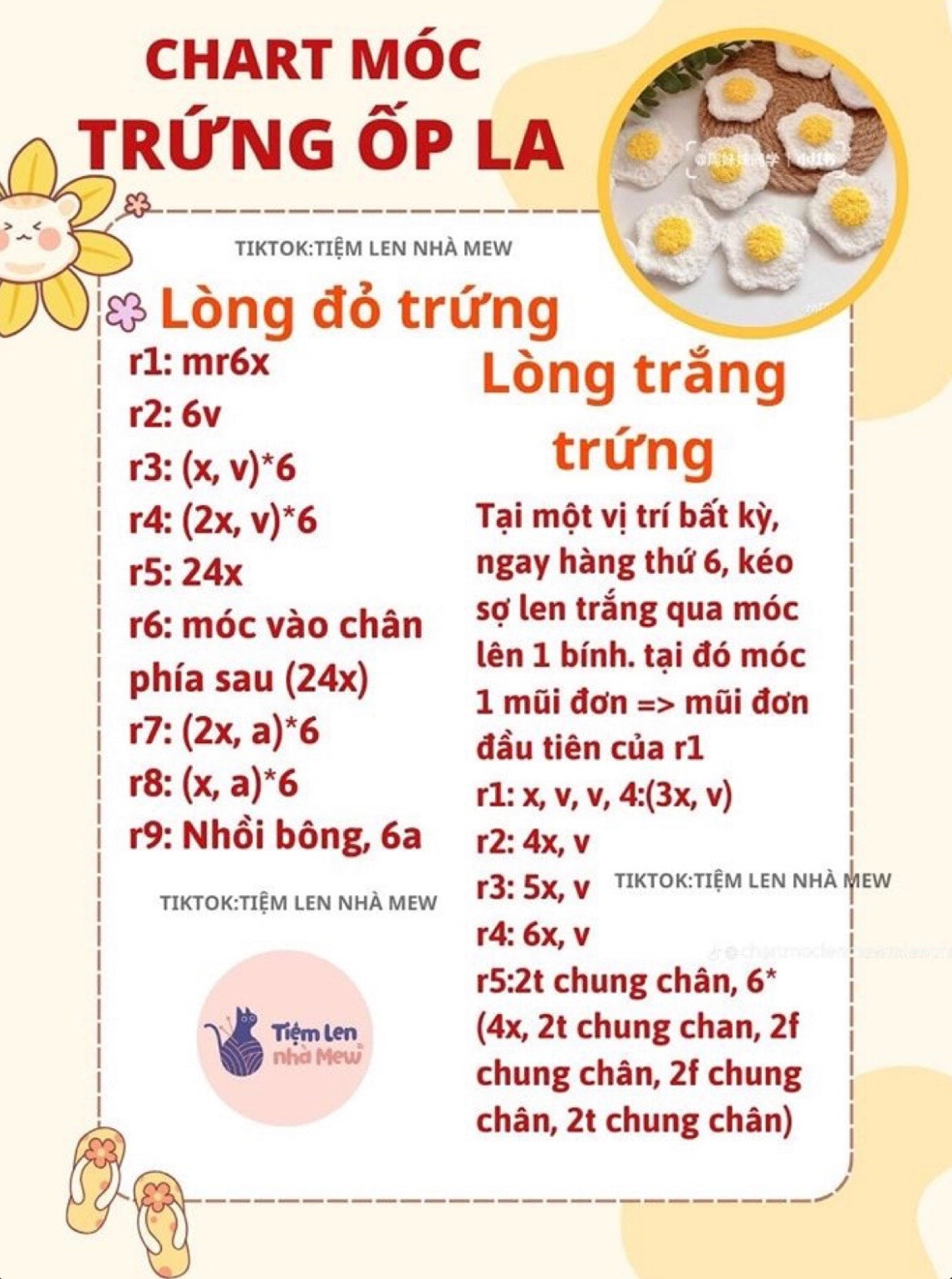 Chart móc kẹp tóc trứng ốp la