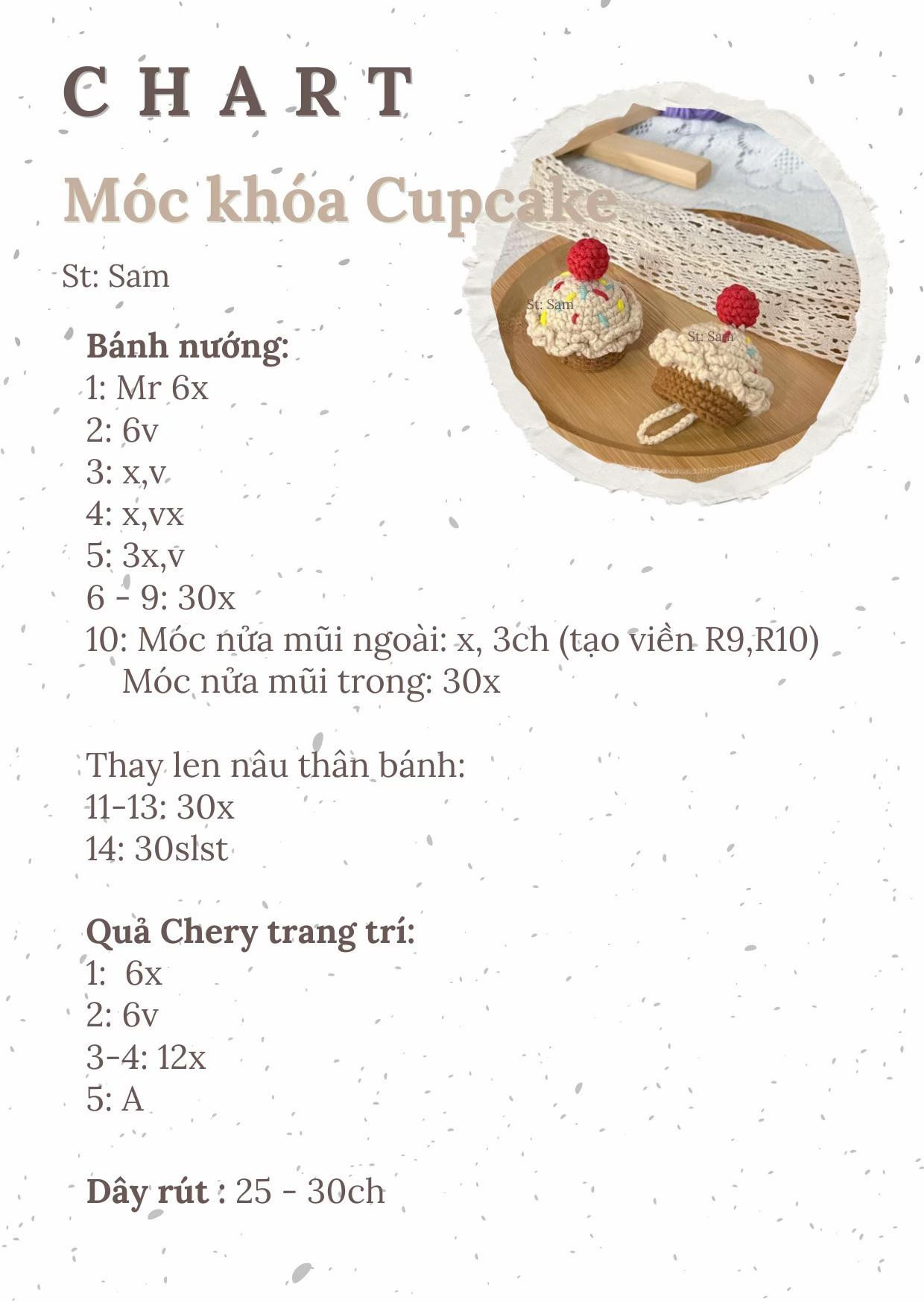 Chart móc khóa cupcake