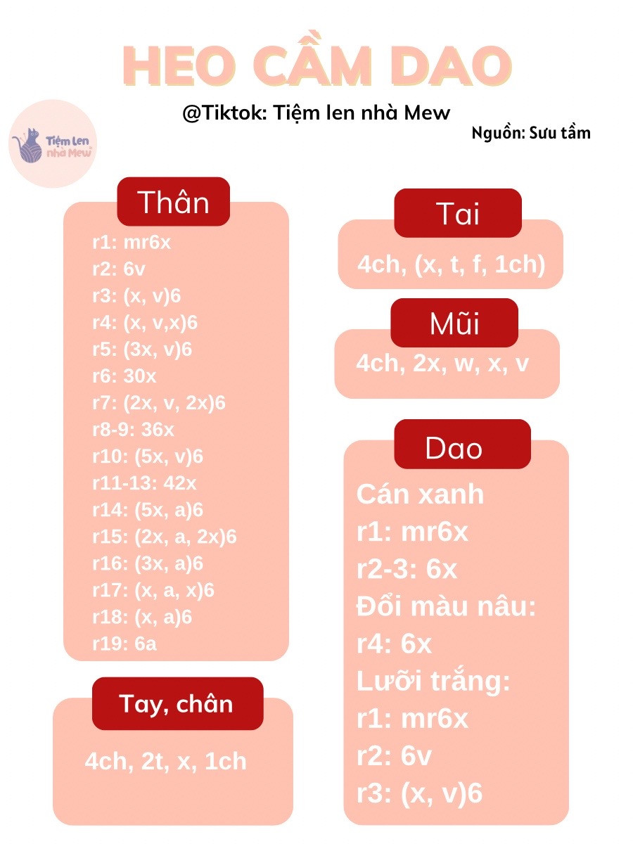 Chart móc khóa heo cầm dao