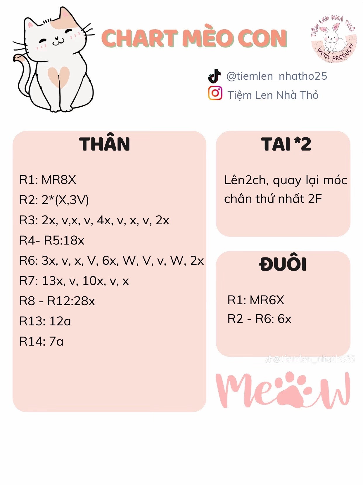 Chart móc khóa mèo con màu trắng