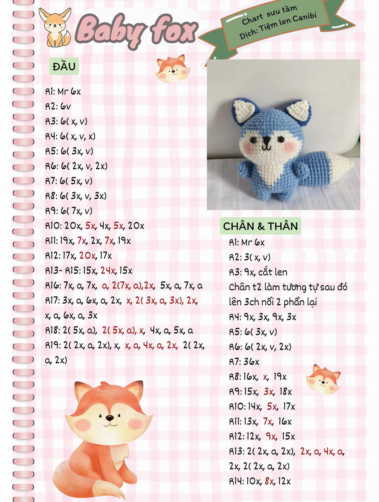 Chart móc len baby fox