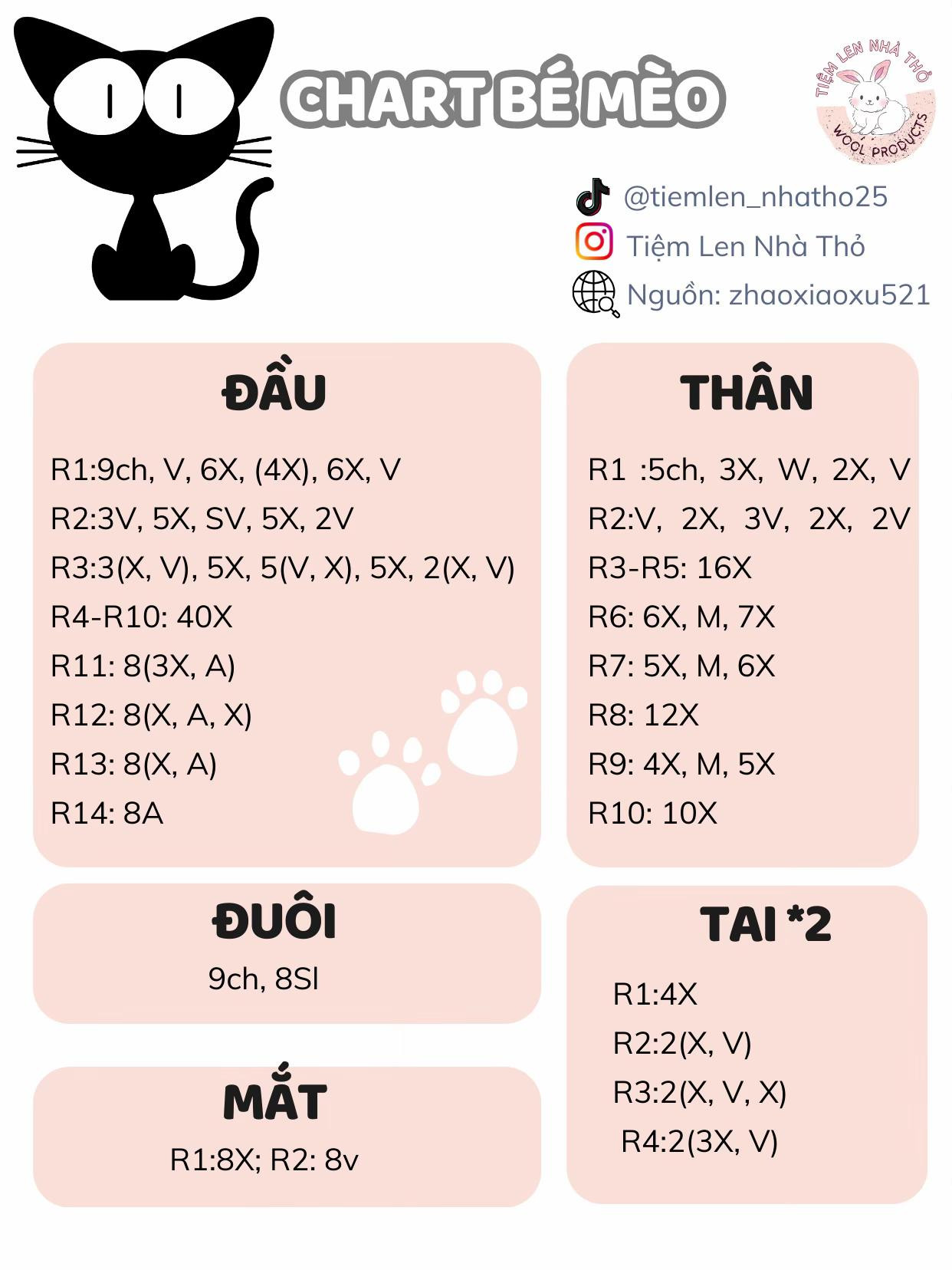 Chart móc len bé mèo