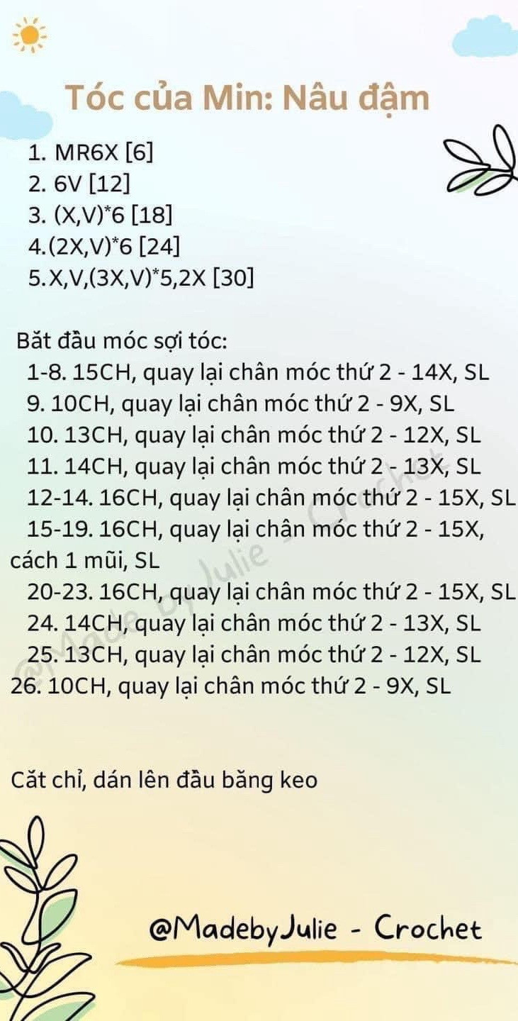 Chart móc len búp bê đôi, búp bê min và mina