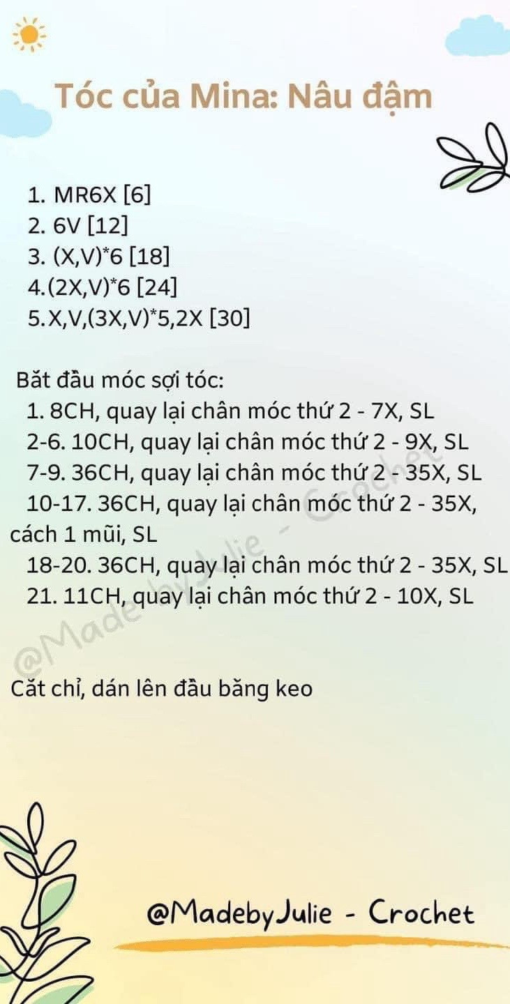 Chart móc len búp bê đôi, búp bê min và mina