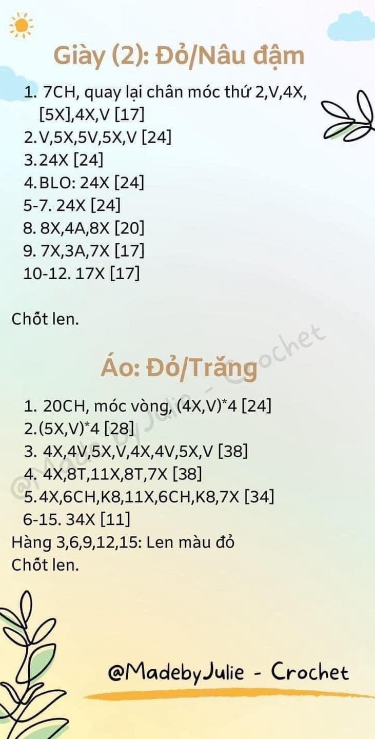 Chart móc len búp bê đôi, búp bê min và mina