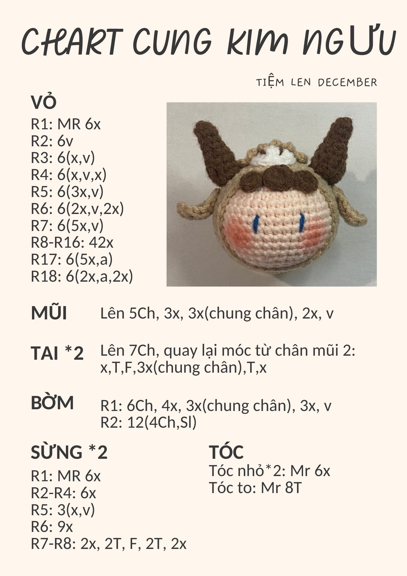 Chart móc len cung kim ngưu