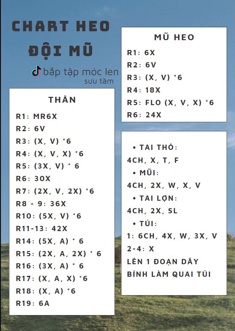 Chart móc len heo đội mũ