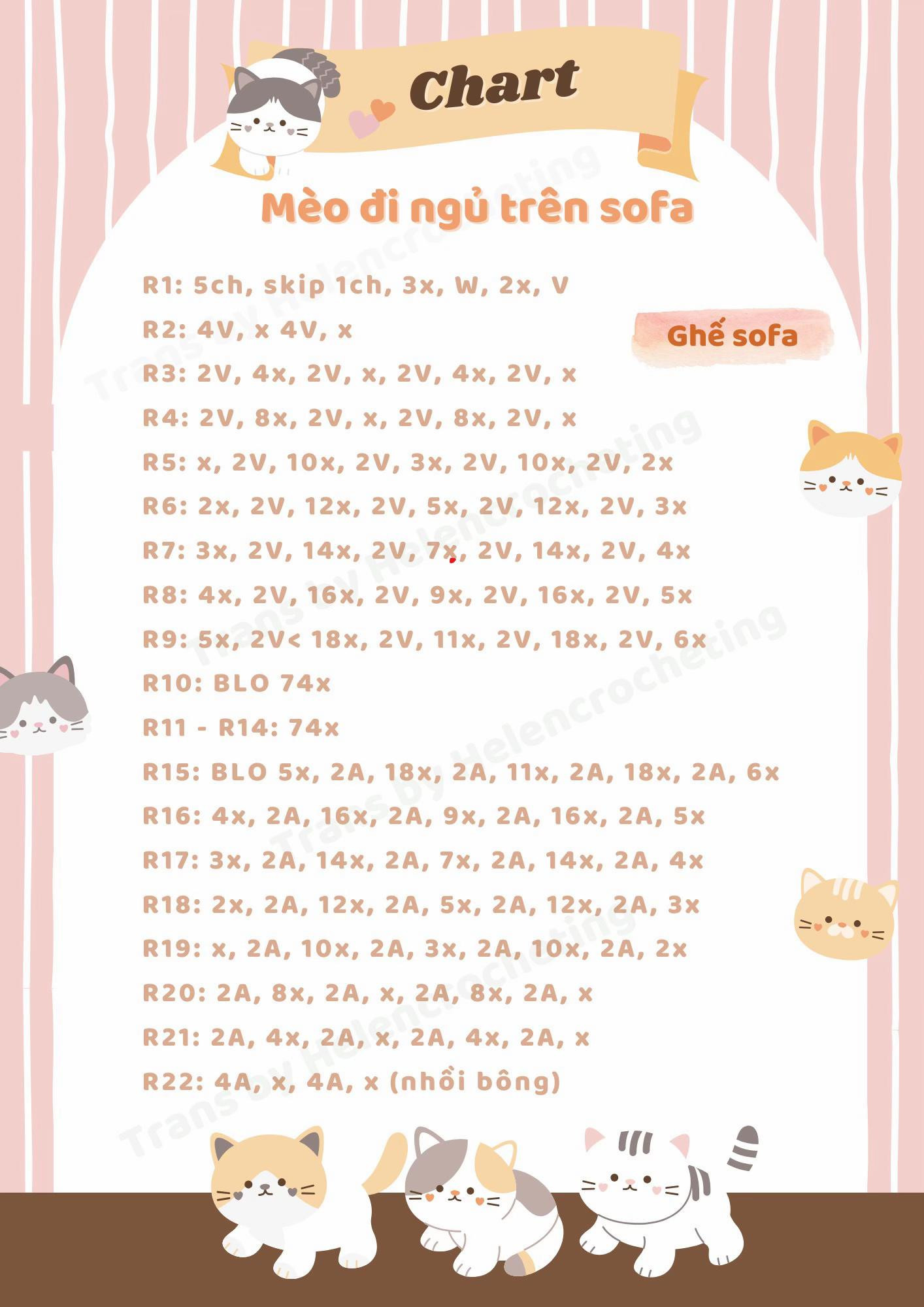 chart móc mèo đi ngủ trên sofa