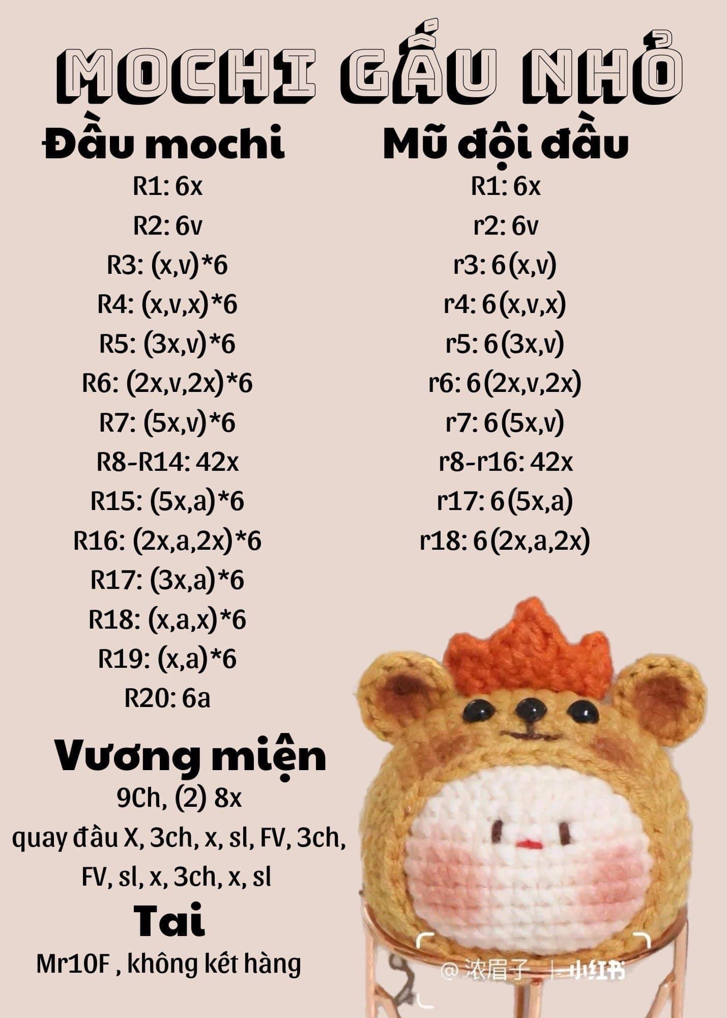 Chart móc mochi chim cánh cụt, chart mochi gấu nhỏ