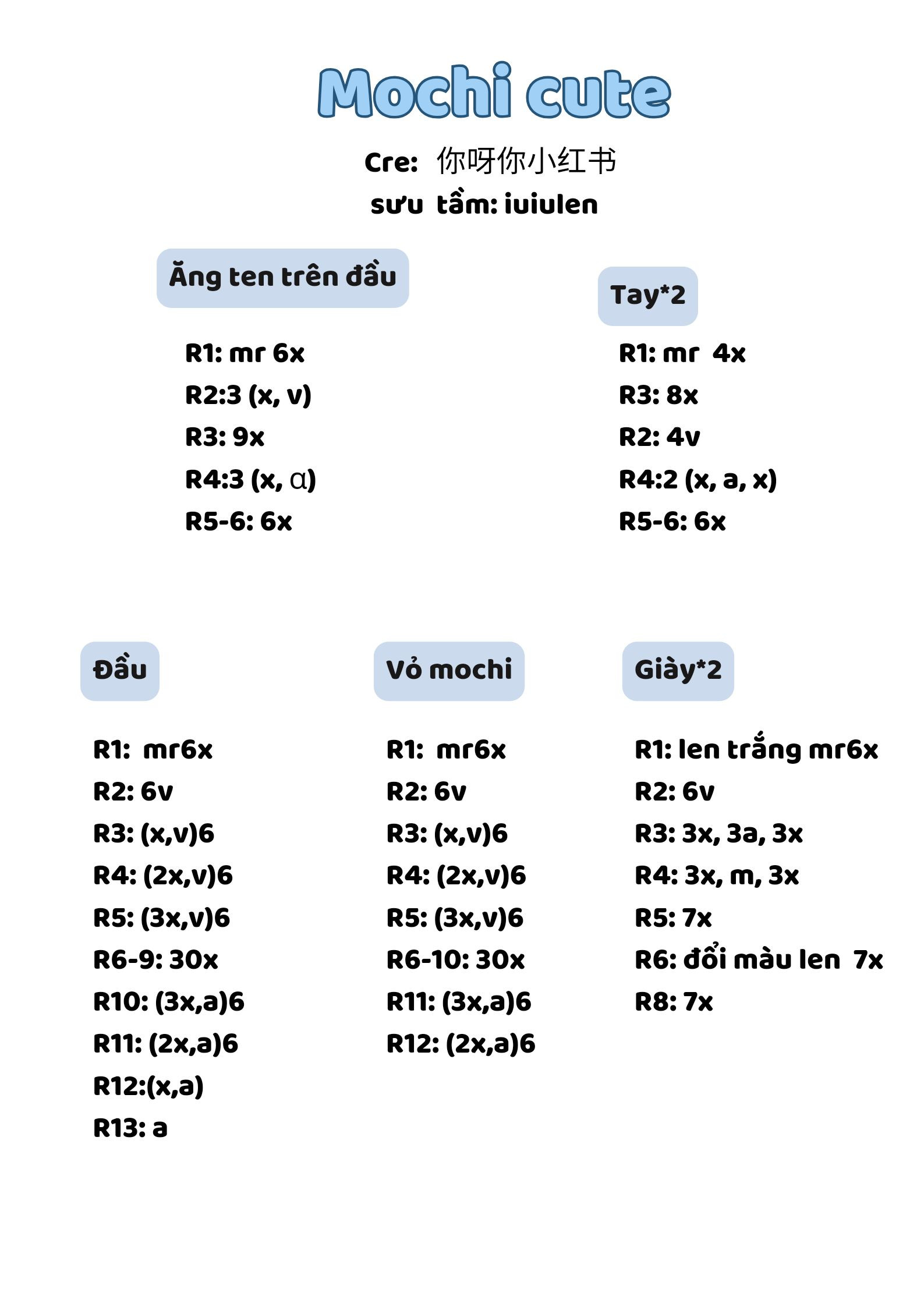 Chart móc mochi cute  đầu tròn