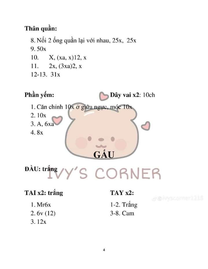 Chart móc thỏ, mèo, gấu, hổ mặc quần yếm.