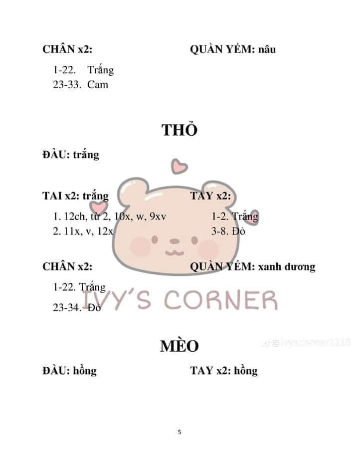 Chart móc thỏ, mèo, gấu, hổ mặc quần yếm.