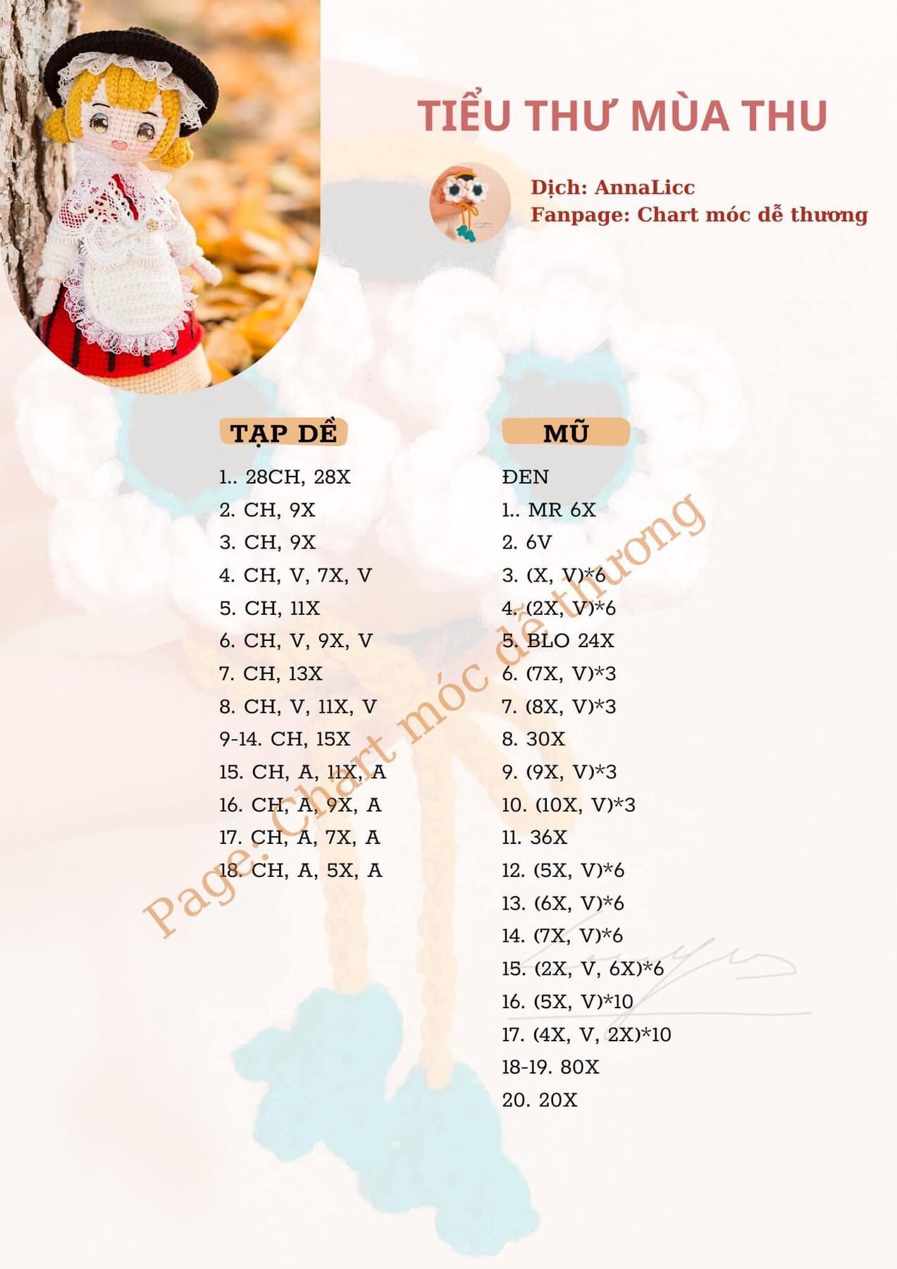 Chart móc tiểu thư mùa thu