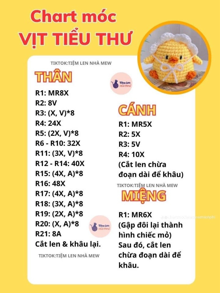 Chart móc vịt tiểu thư, gà con, vịt lá mầm, gà đội hoa, gà con đi tắm,