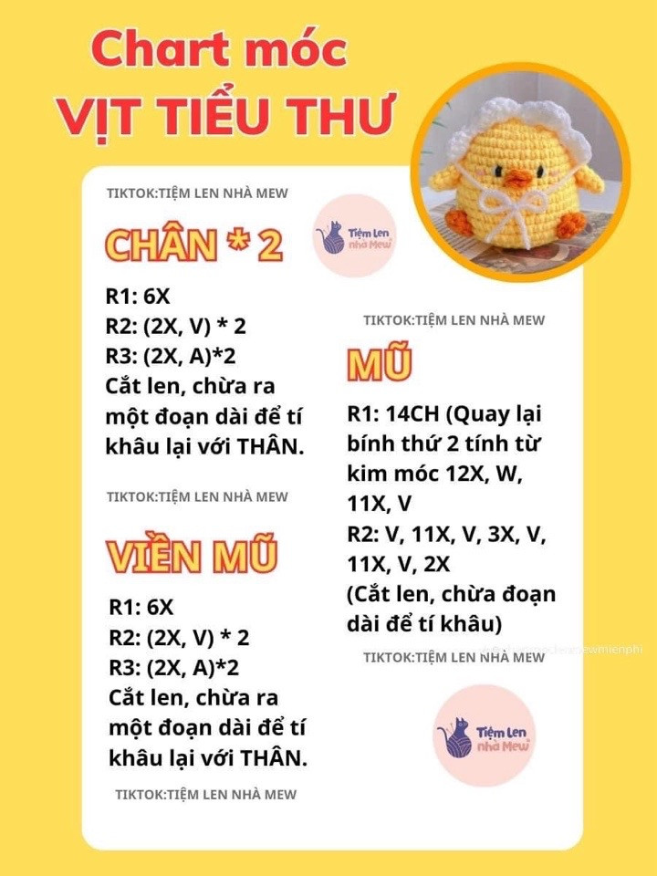 Chart móc vịt tiểu thư, gà con, vịt lá mầm, gà đội hoa, gà con đi tắm,