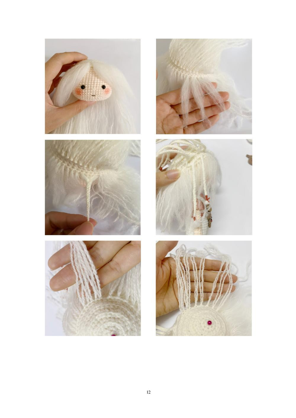 Chlo é Doll Chloé, Crochet pattern for a white-haired doll wearing a deer hat and wearing overalls