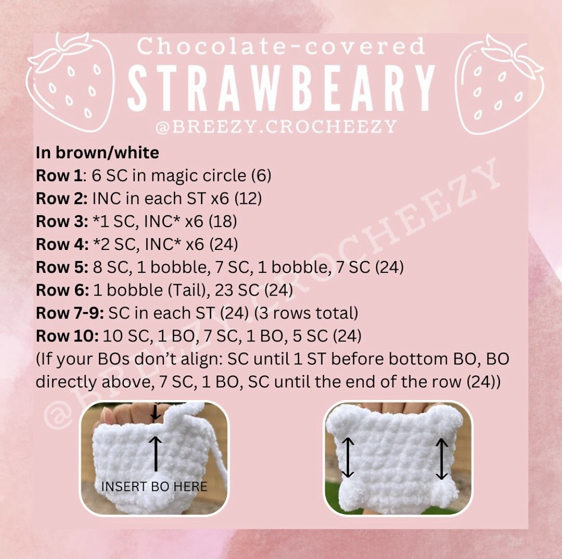 chocolate covered strawbeary free pattern