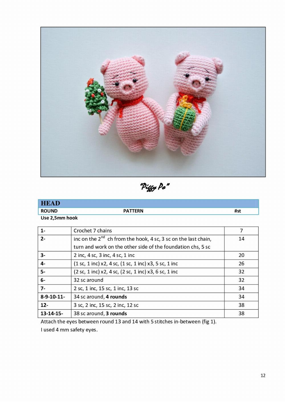 “Christmas Decoration”, Crochet patterns for Santa Claus, pig, gingerbread man