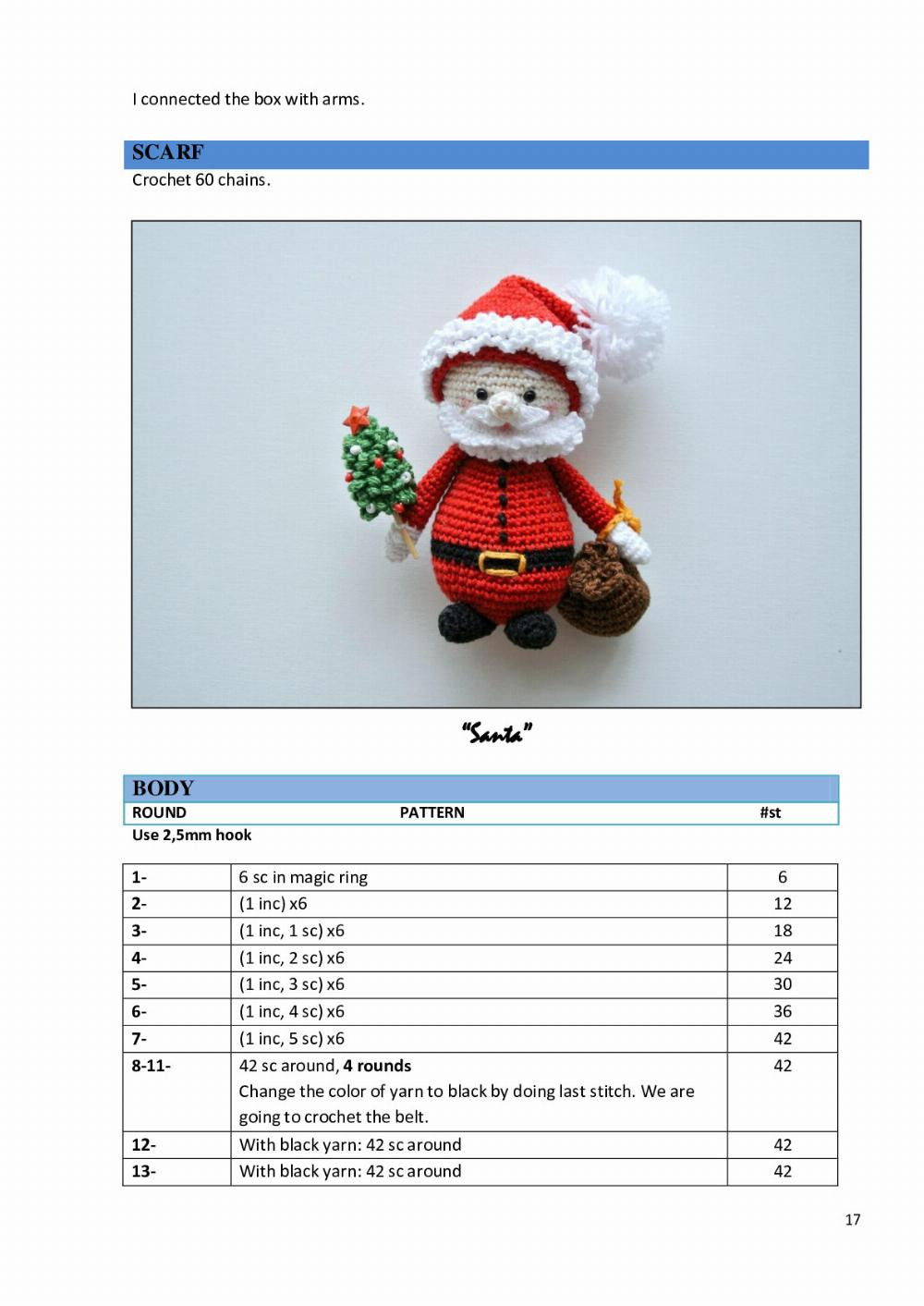 “Christmas Decoration”, Crochet patterns for Santa Claus, pig, gingerbread man