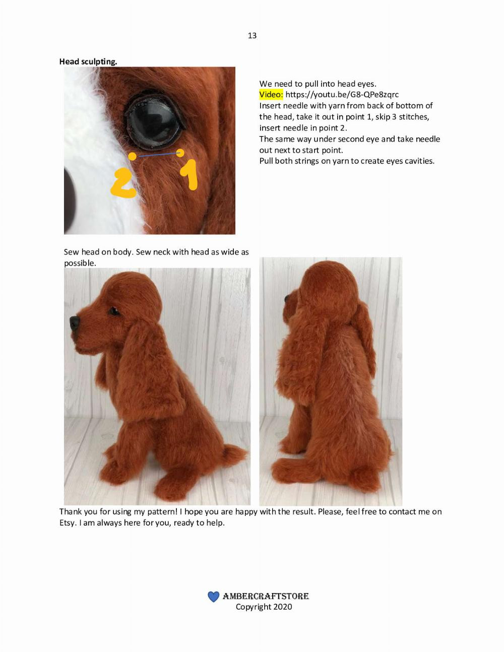 Cocker Spaniel Crochet PATTERN (15”/38cm tall) brown dog