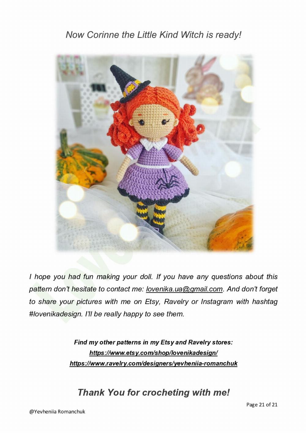 corinne the little kind witch crochet pattern