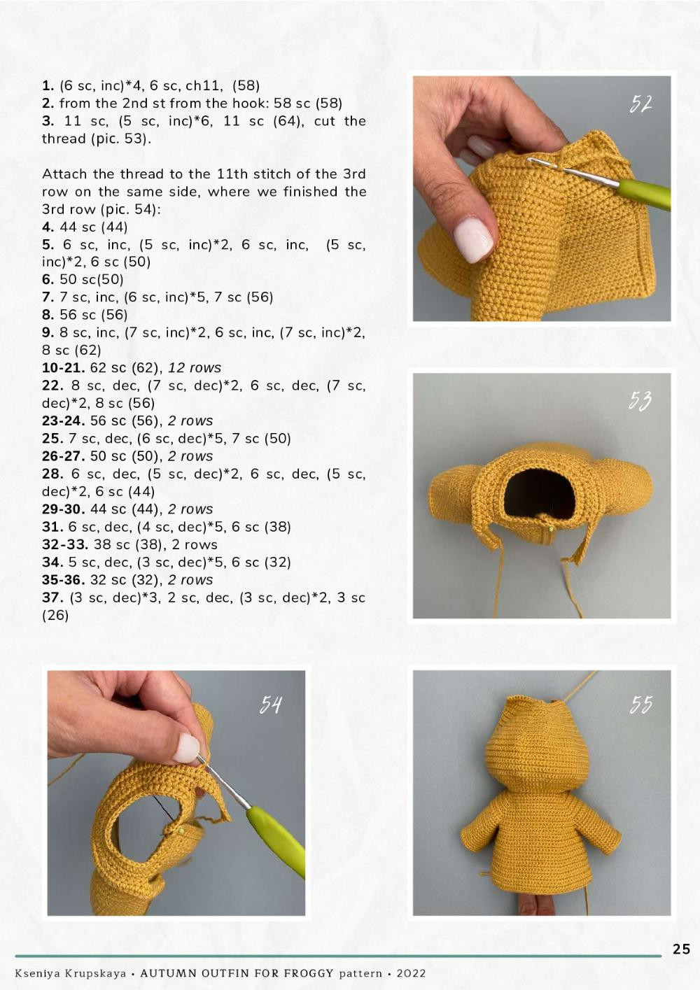 crochet pattern AUTUMN OUTFIT for FROGGY