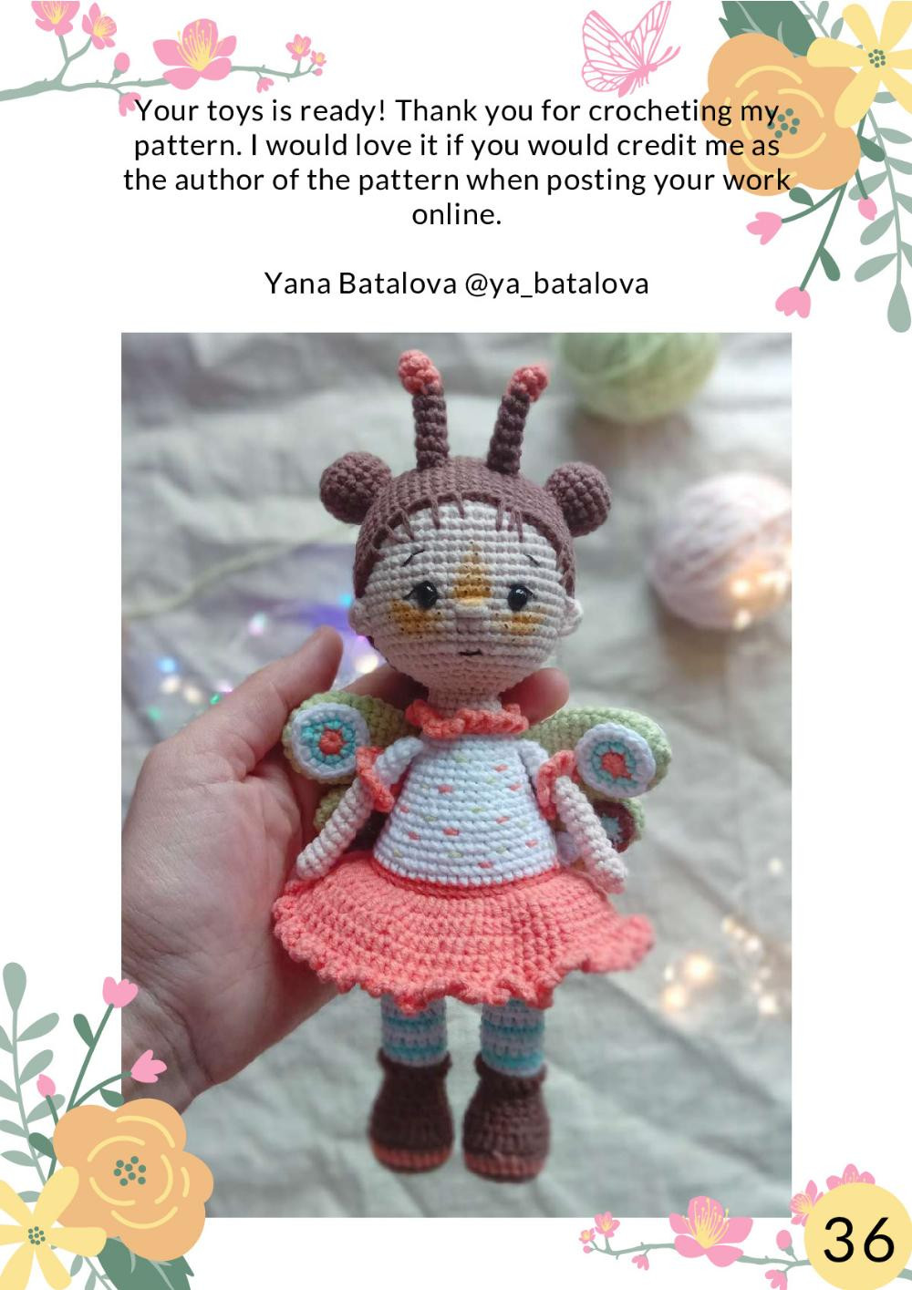 CROCHET PATTERN Butterfly doll