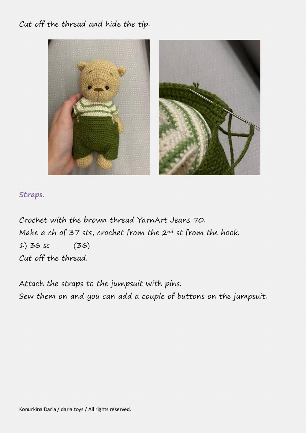 Crochet pattern «Christmas outfit for the bear»