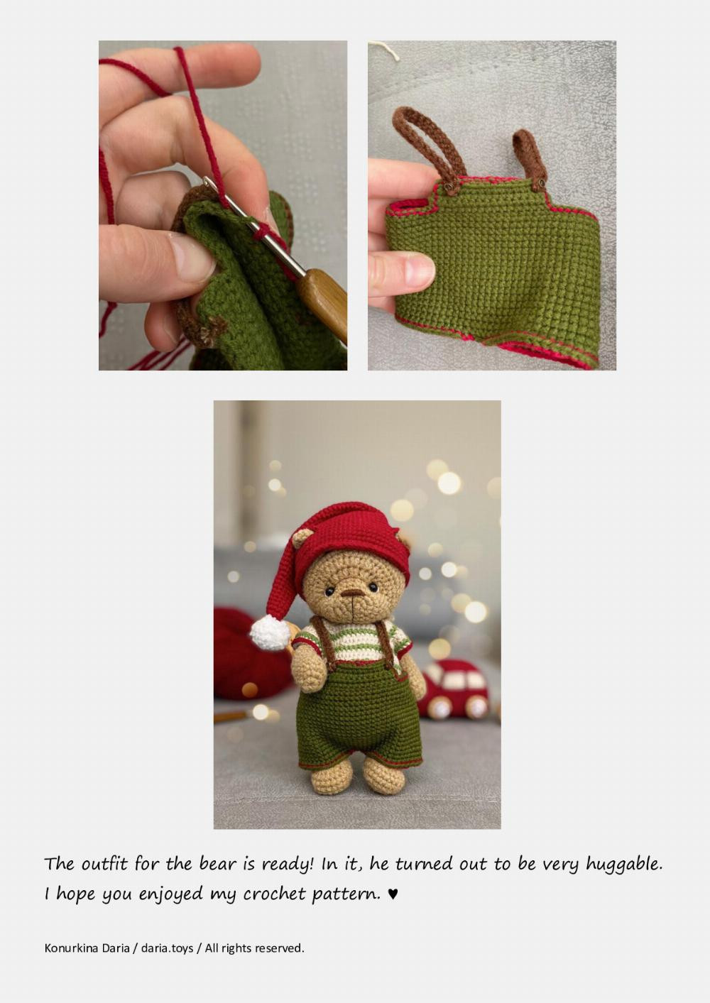 Crochet pattern «Christmas outfit for the bear»