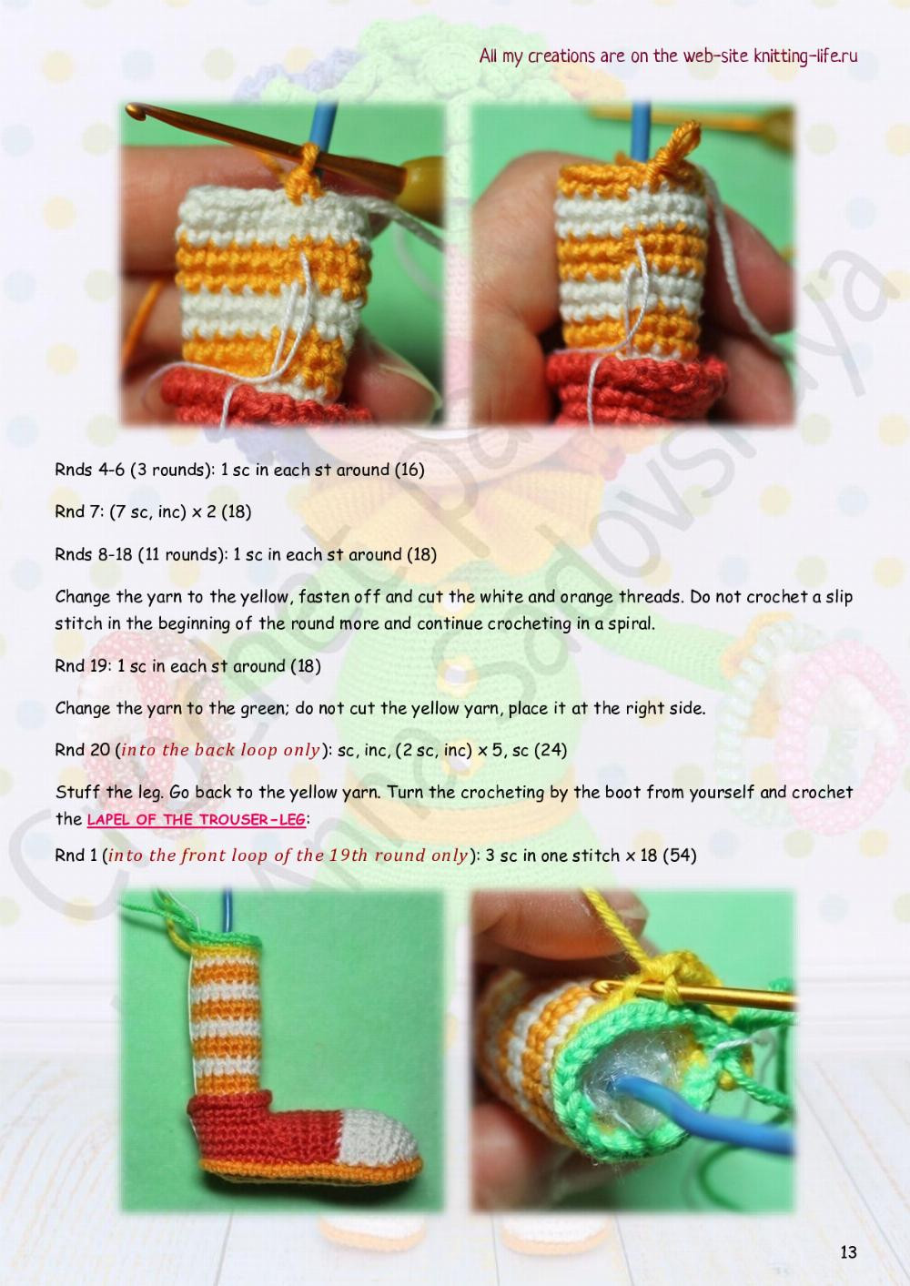 Crochet Pattern Clown Semitsvetik