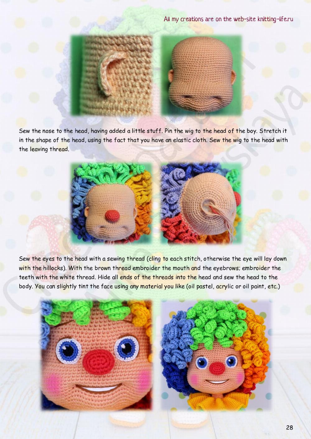 Crochet Pattern Clown Semitsvetik