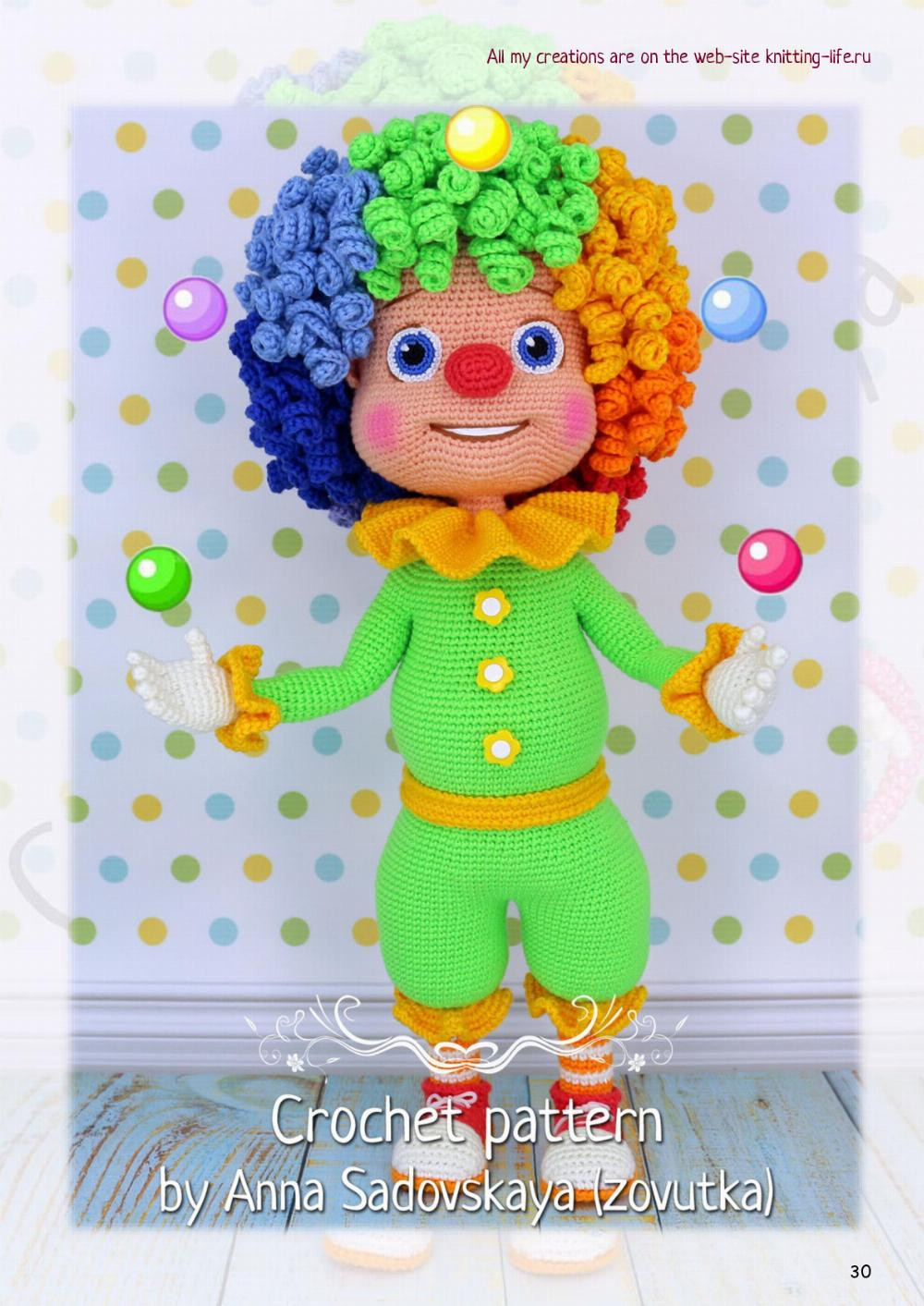 Crochet Pattern Clown Semitsvetik