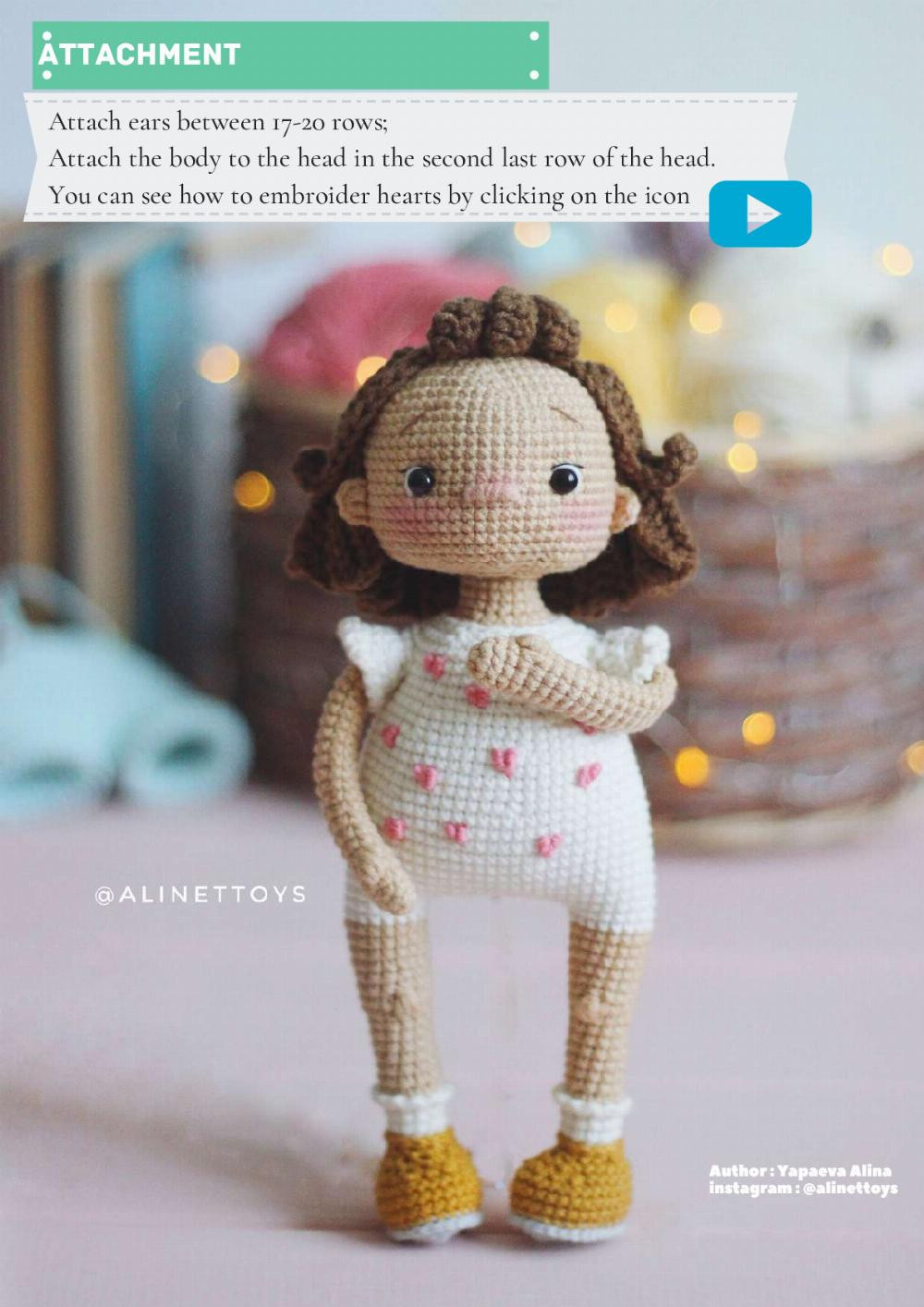 CROCHET PATTERN doll dolly, Crochet pattern for a little girl doll wearing overalls holding a camera