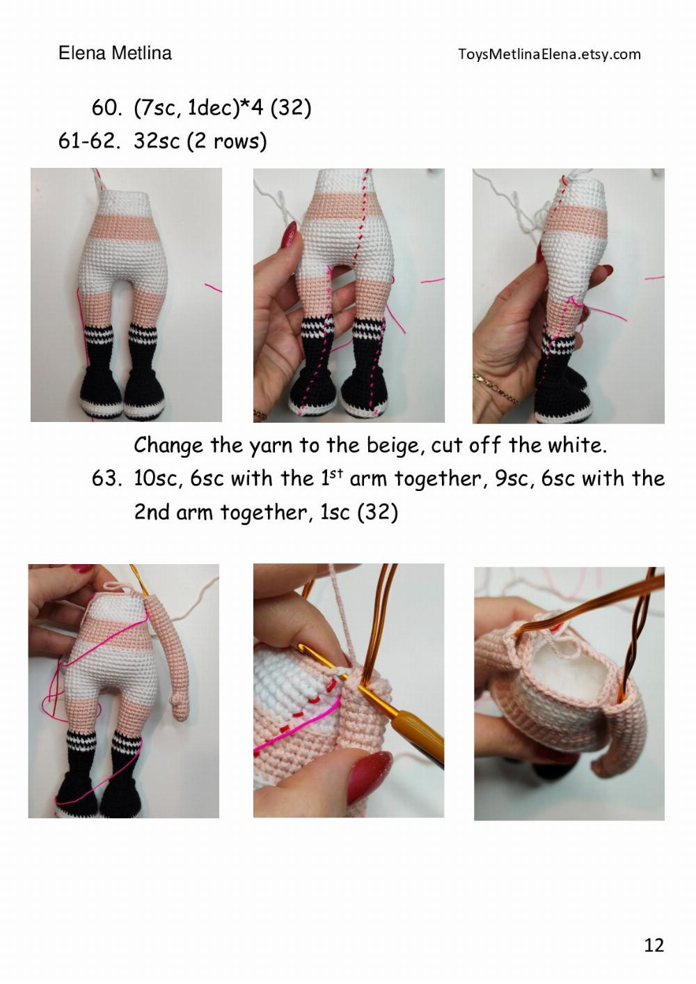 Crochet pattern «Doll with clothes », Girl doll crochet pattern with black outfit