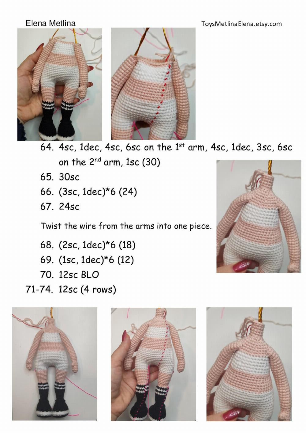 Crochet pattern «Doll with clothes », Girl doll crochet pattern with black outfit