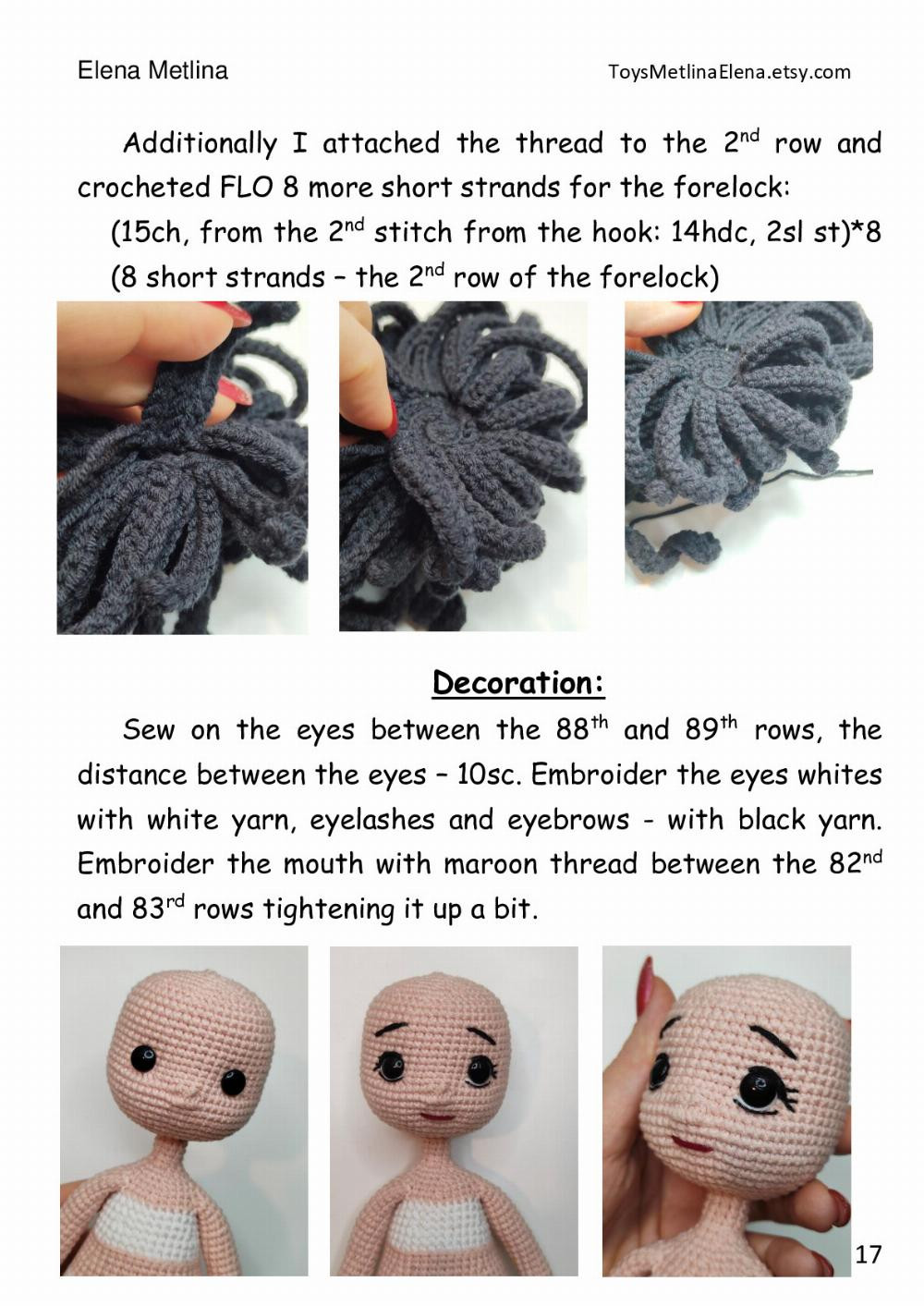 Crochet pattern «Doll with clothes », Girl doll crochet pattern with black outfit