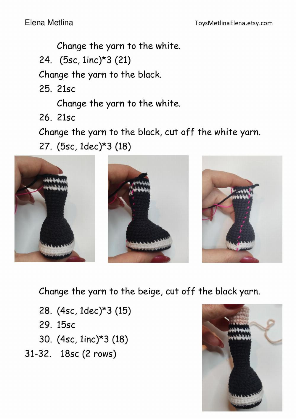 Crochet pattern «Doll with clothes », Girl doll crochet pattern with black outfit