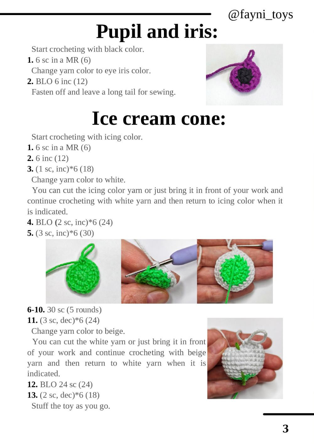 crochet pattern eye scream keychain