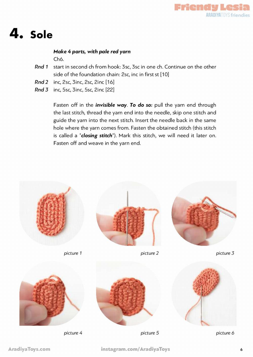 Crochet pattern for a doll wearing a wreath and dress, Friendy Lesia