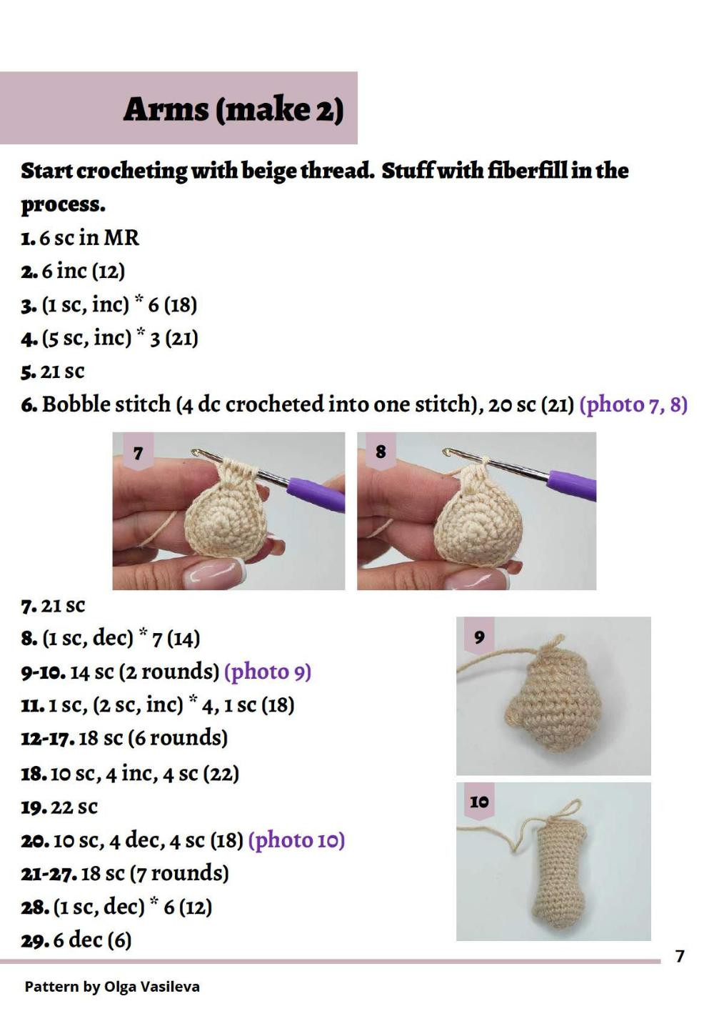 Crochet pattern for baby dolls and milk bottles