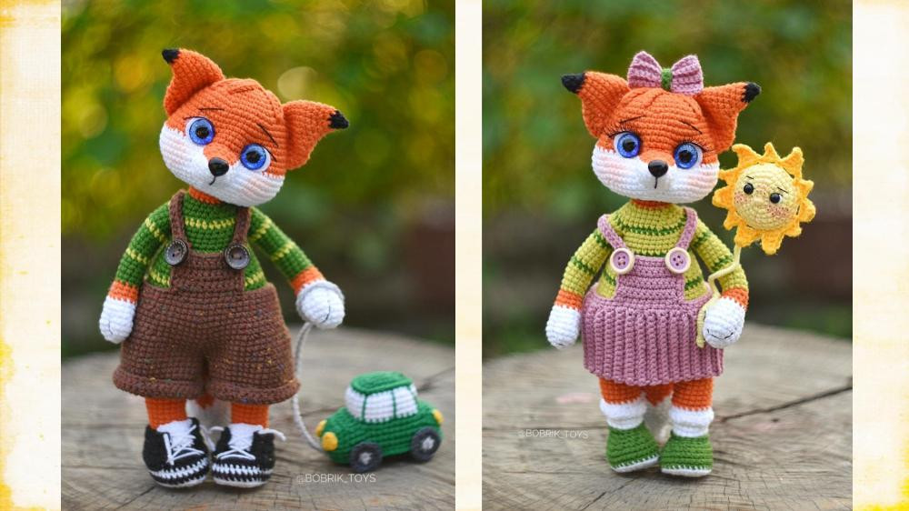 Crochet pattern Foxes Rina & Fox