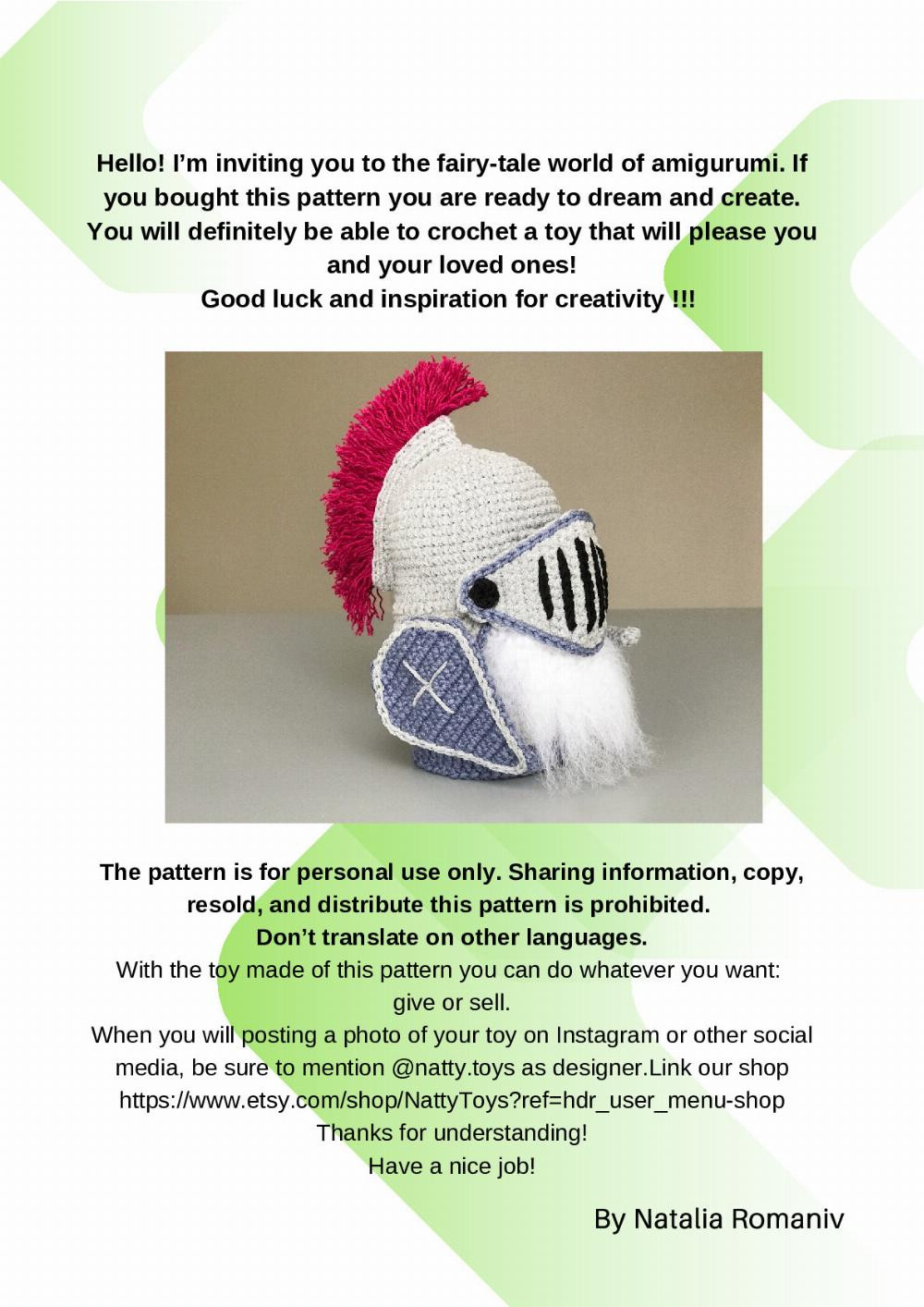 CROCHET PATTERN KNIGHT GNOME