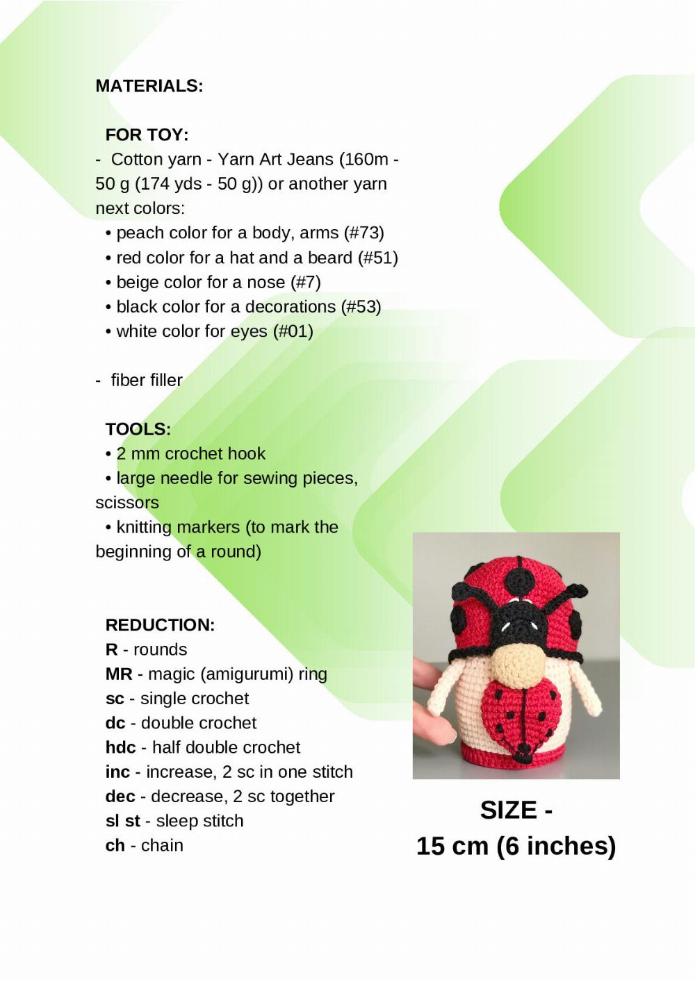 CROCHET PATTERN LADY BUG GNOME