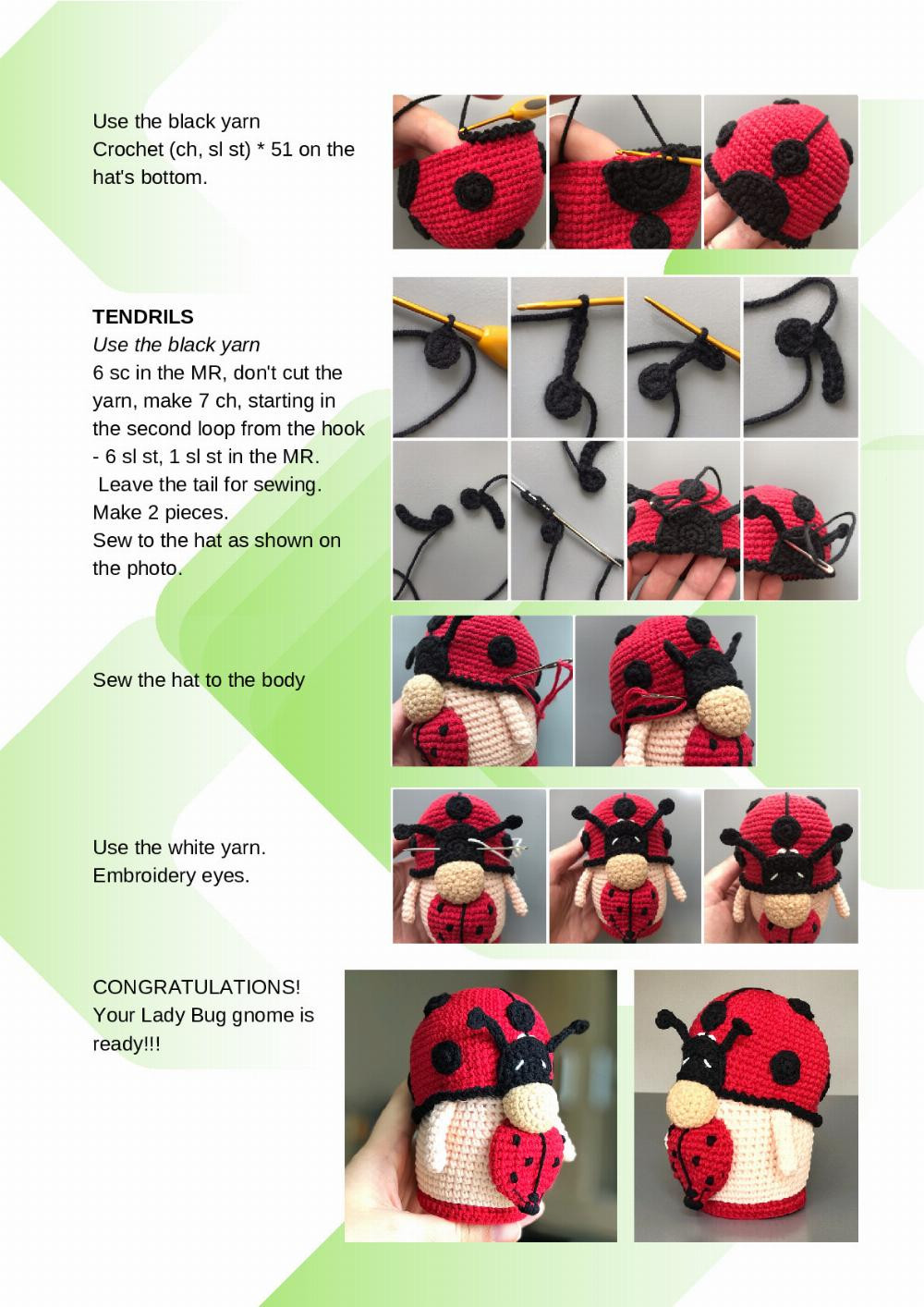 CROCHET PATTERN LADY BUG GNOME