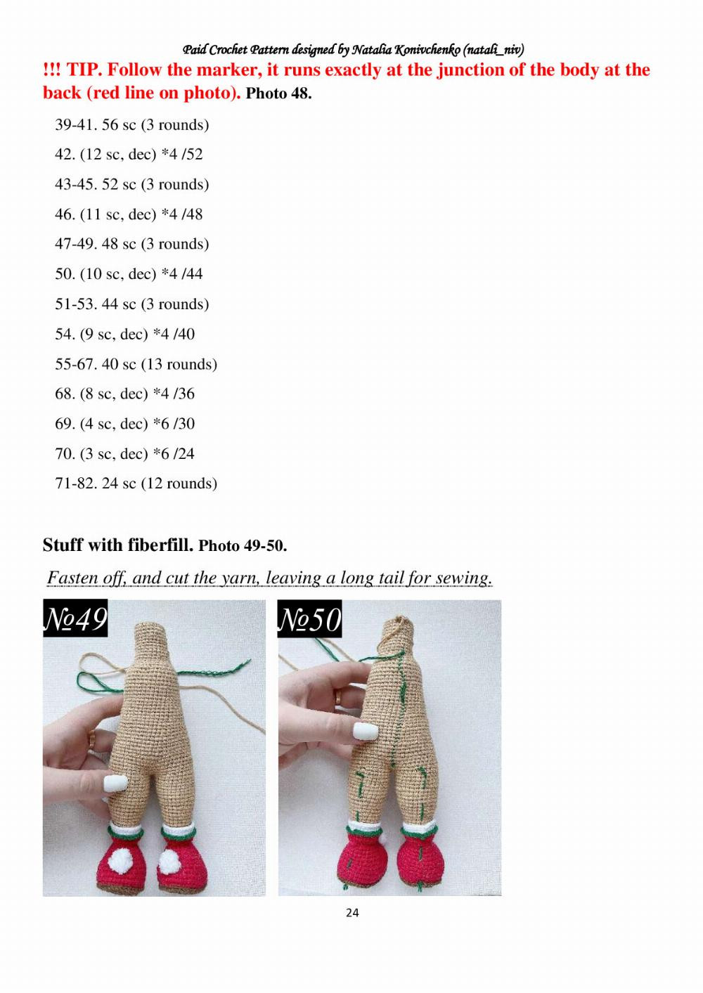 Crochet pattern of a deer wearing clothes and a scarf