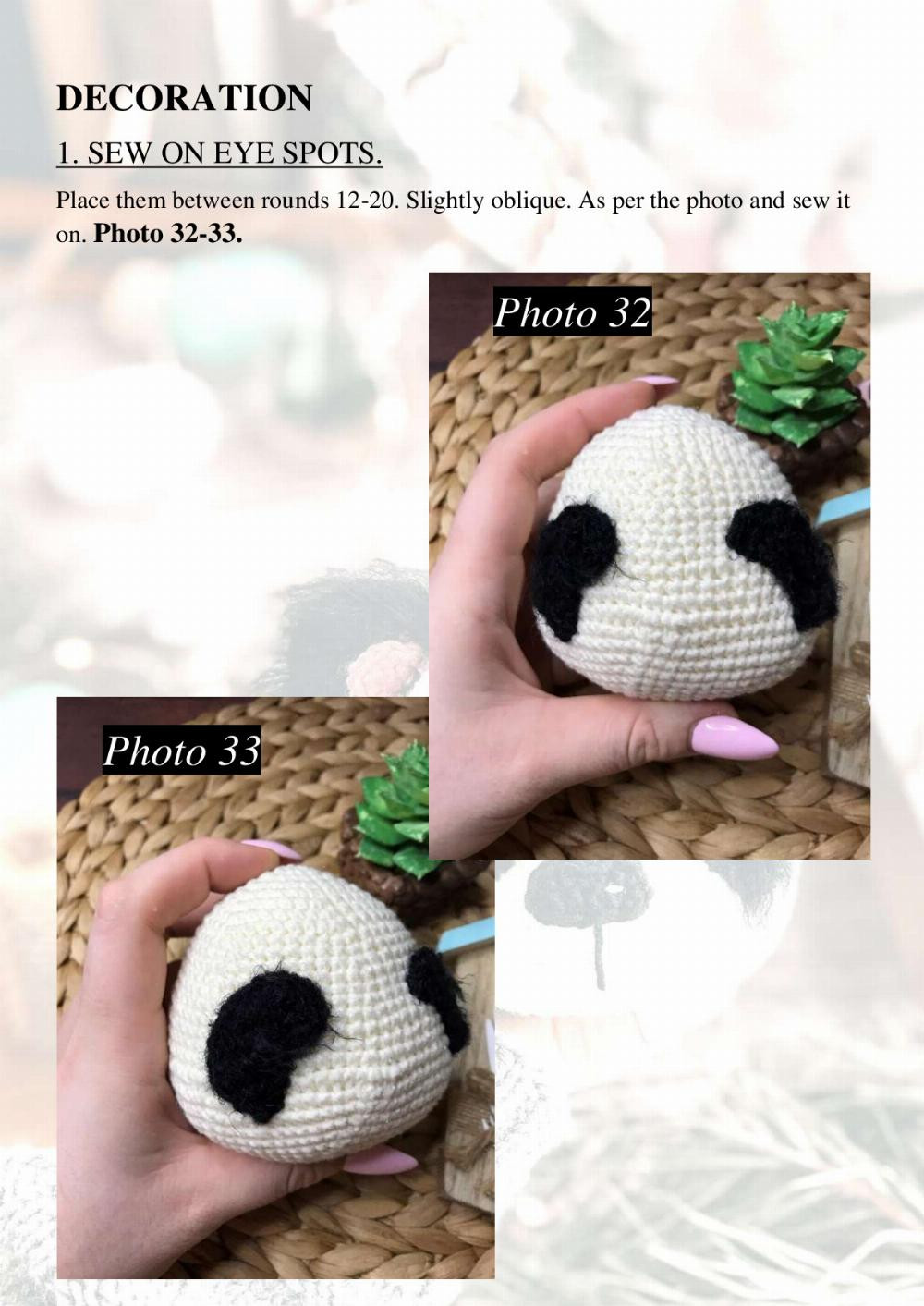 crochet pattern panda, panda wearing a dress and a mane of hair