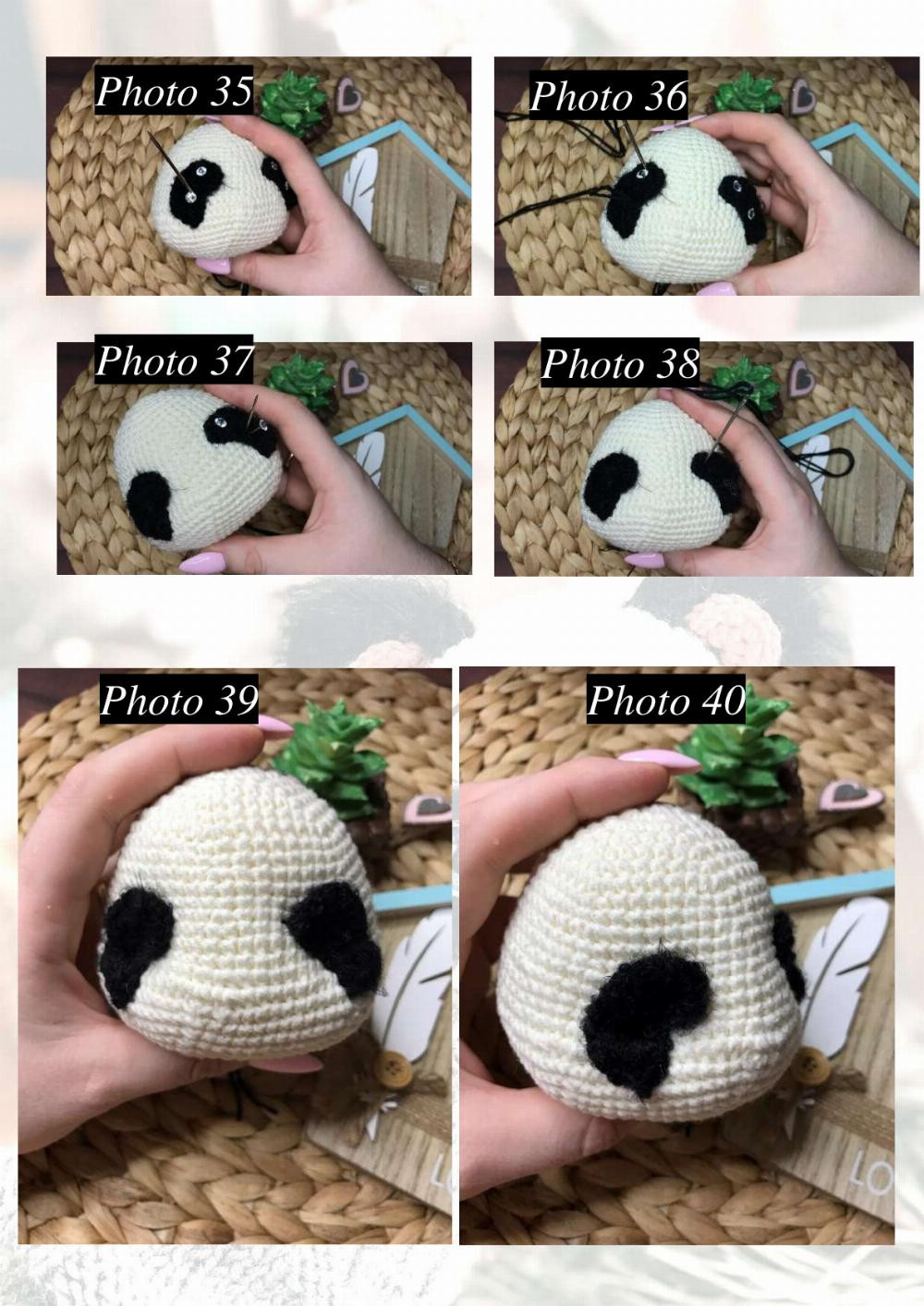 crochet pattern panda, panda wearing a dress and a mane of hair