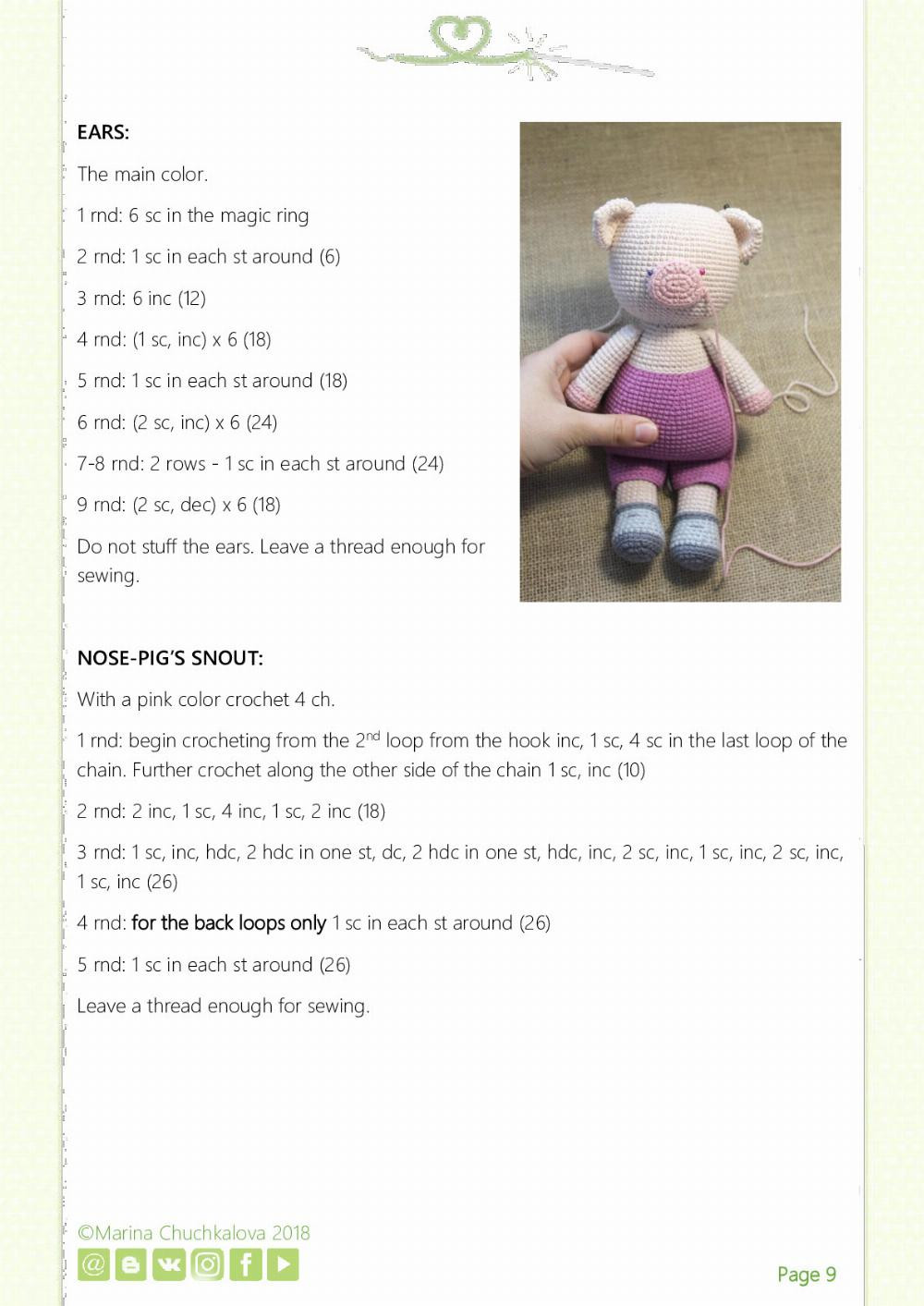 crochet pattern piglet margin and curly oink